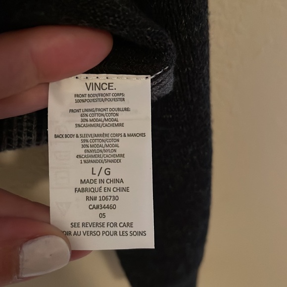 New Vince Mens Black Knit Mixed Media Long Sleeve Full Zip Jacket Cardig… - Picture 7 of 7